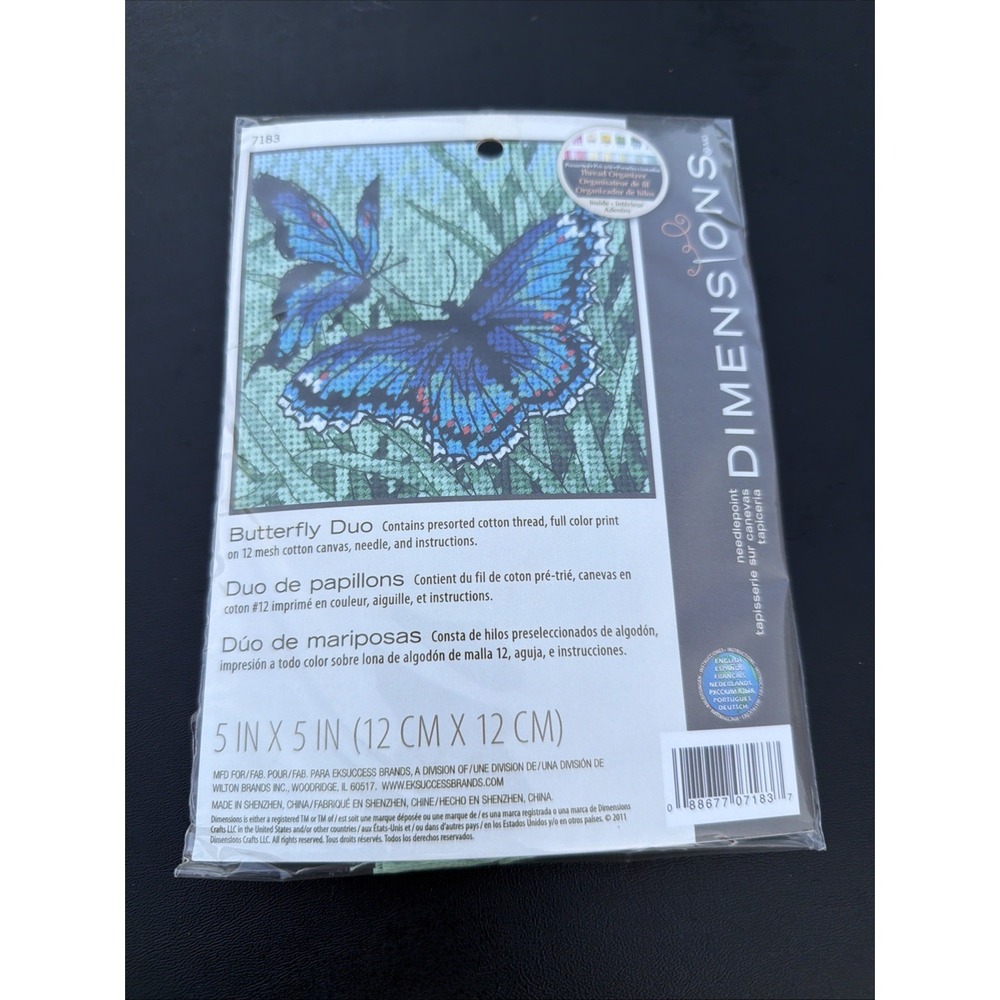 Dimensions "lButterfly Duo Cross Stitch Needlepoint Kit 7183  5" x 5" NIP New